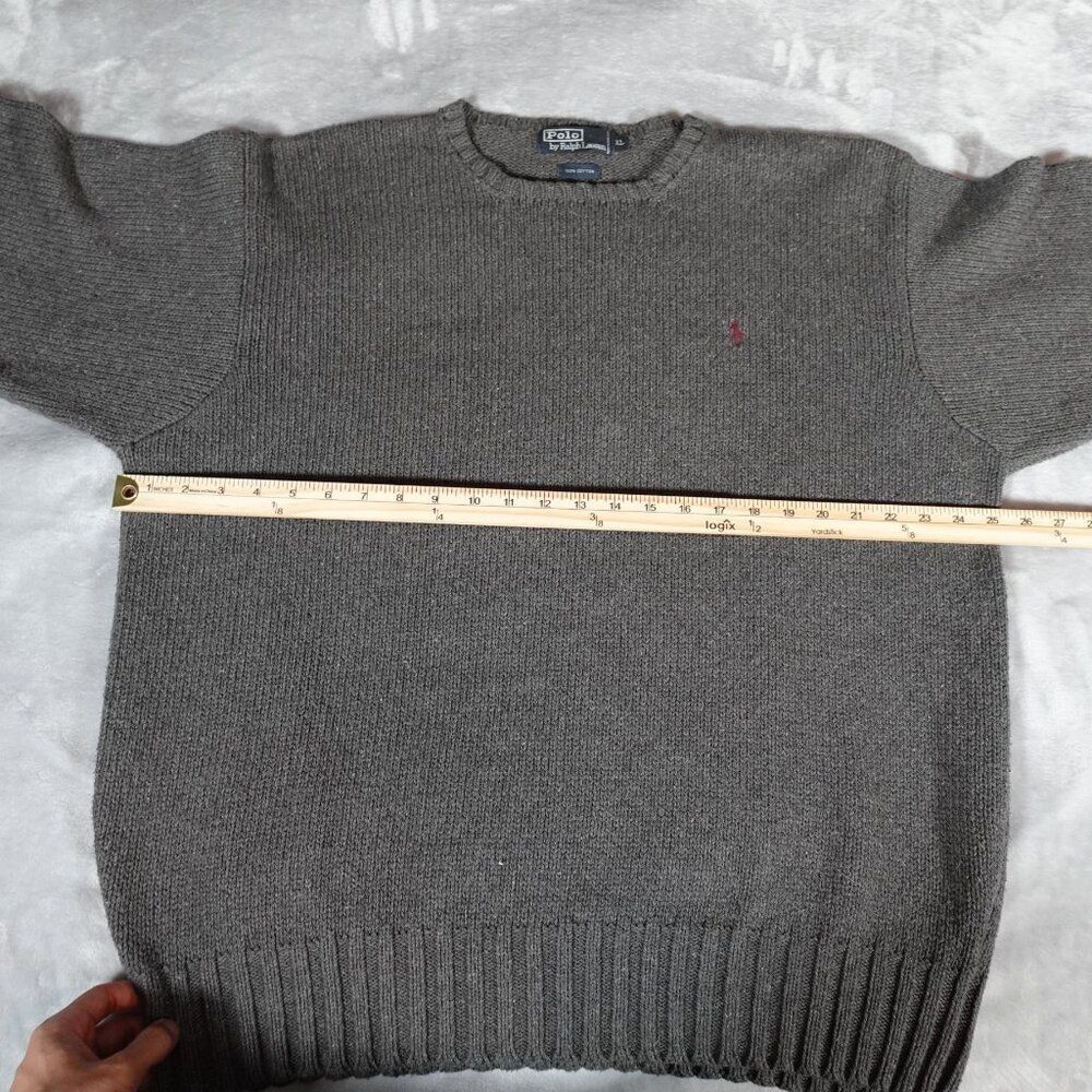 Vintage Polo Ralph Lauren Cotton Knit Sweater Mens XL Heavyweight Gray - Picture 6 of 8